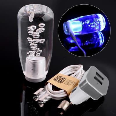 Auto Versnellingspook Knop Shifter Kristal Stijl Handmatig Schakelen Kop Universeel LED Schakelhendel 10cm 15cm 20cm 25cm blauw