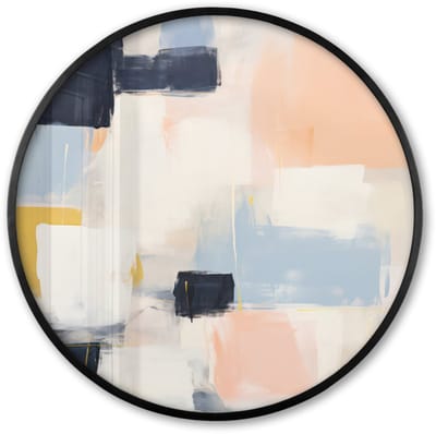 Poster in lijst Rond - Fotolijst 60x60 cm - Posters - Kunst - Wit - Abstract - Modern - Ronde posterlijst zwart - Decoratie - Wanddecoratie woonkamer - Muurdecoratie slaapkamer