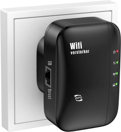 QUOVO® Wifi Versterker Stopcontact - Wifi Versterker - 1200 Mbit/s - Zwart - ‎‎‎10cm x 9cm x 6cm; 90 g