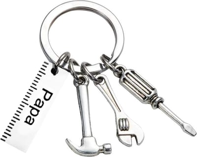 Fako Bijoux - Sleutelhanger Papa - Gereedschap - Tools - Sleutelring Tekst - Cadeau - Geschenk - Zilverkleurig