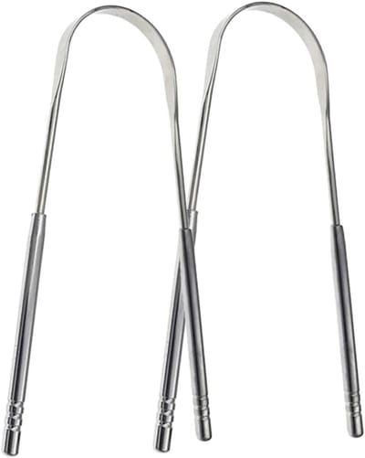 Tongschrapers RVS - Mondverzorging - Frisse Adem - Ergonomisch Ontwerp - 2 Stuks - Zilver