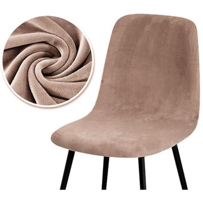 Fluwelen Stoelhoes Zilvervos Fluweel Eetkamerstoelhoes Zonder Armleuningen Effen Kleur Shell Huis Eames Geschikte Stoelhoes 1 Piece brown