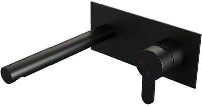 Brauer Black Edition Inbouw Wastafelmengkraan met Rechte Uitloop en Afdekplaat Model D1 Mat Zwart