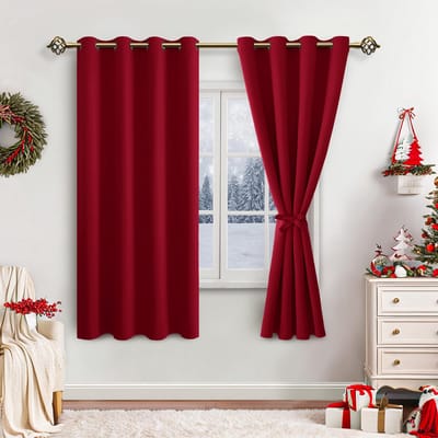 Unyqoos ® Stijlvolle Verduisteringsgordijnen Met Isolerende Eigenschappen Voor Slaap- En Woonkamers In Rijke Rode Tint 175 x 140 cm (h x b)
