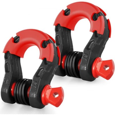 VEVOR 3/4" D-Ringbeugel, 2-Pack Gelegeerde Stalen Beugels 66139 Lbs (30 Ton) Breeksterkte Met 7/8" Schroefpen, Isolatoren en Ringen, Zware Off-Road Voertuigbergingsbeugel voor Jeep-Truck, Zwart