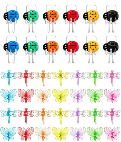60 stuks plantenklemmen, set met vlinder, libel, lieveheersbeestje, plantenklemmen, klein, voor orchideeën, tomaten, rankplanten, kleurrijke plantenclips, tomatenhaken voor tuin, balkon, kamerplanten