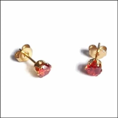 Aramat Jewels | Oorbellen | RVS Zirkonia Oorbellen Rond 3-8mm - Diverse Kleuren Oorstekers | Goudkleur / 5mm / Rood | | | Staal | Kinderen, Volwassenen | Verkleurd niet