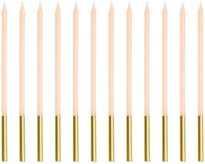 12 verjaardagskaarsen beige-goud 14cm