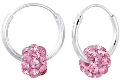 Joy|S - Zilveren Bal kristal oorbellen - oorringen - roze kristal