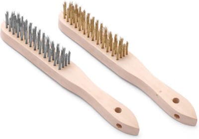 Brosse de nettoyage pour grille de barbecue, poils en acier et laiton, set de 2, longueur 290 mm - Hendi 525555