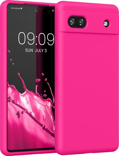 kwmobile telefoonhoesje geschikt voor Google Pixel 6a - Hoesje met siliconen coating - Smartphone case in neon roze