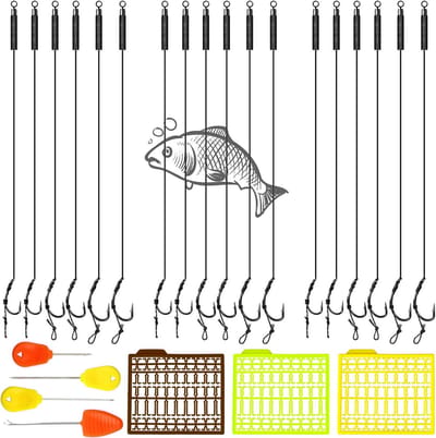 Handgemaakte Haar Rigs voor Karpervissen met Boilie Stoppers - 18 Stuks Braided Line Haakset voor Effectieve Aaspresentatie