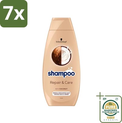 7 x Schwarzkopf - Shampoo Repair & Care - Herstelt Beschadigd Haar - 400 ml - Grootverpakking - Herstel Beschadigd Haar - Droog Haar - Gespleten Haarpunten - Pluis - Haar Verzorging
