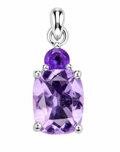 Luxe Amethist Hanger 925 Sterling Zilver Rhodium Plated – Paarse Edelsteen Kettinghanger voor Dames – Exclusief Cadeau voor Vrouw