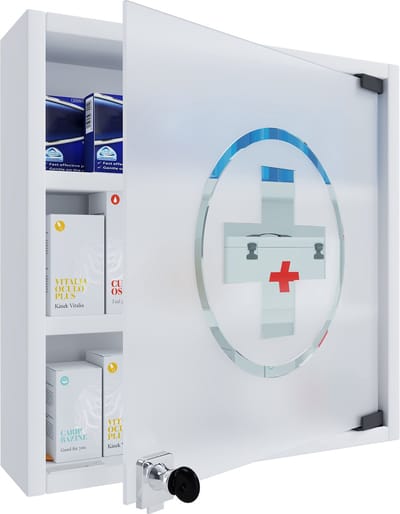 VCM afsluitbare wandkast Medicijnkast Apothekerskast Aan de muur gemonteerde medicijnkast Afsluitbare medicijnplank Hustila S