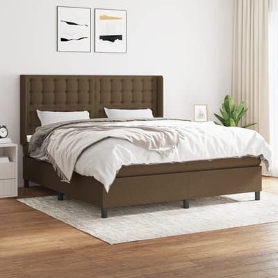 vidaXL - Boxspring - met - matras - stof - donkerbruin - 160x200 - cm
