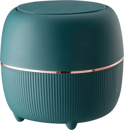 Design Afvalbakje met Deksel - Kleine mini prullenbak voor het Aanrecht, Bureau, Badkamer of Tafel - Tafelafvalbakje - Tafelvuilbakje - Groen - Wit