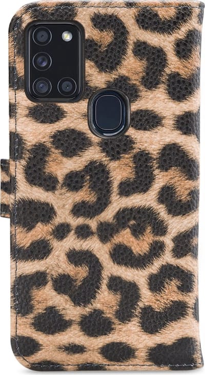 My Style Telefoonhoesje geschikt voor Samsung Galaxy A21s Hoesje | My Style Flex Wallet Bookcase Portemonnee | Pasjeshouder voor 3 Pasjes | Telefoonhoesje voor Pinpas / OV Kaart / Rijbewijs - Leopard | Bruin