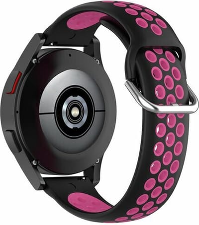 By Qubix - Geschikt voor Garmin bandje - Siliconen sportbandje met gesp - Zwart + roze - Geschikt voor Garmin Vivoactive 6 / 5 / 3 - Smartwatch bandje 20mm