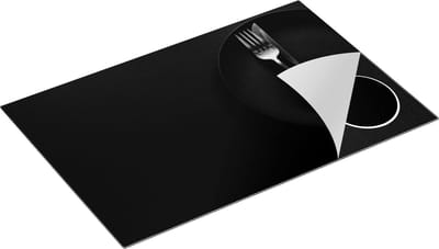 Chefcare Inductie Beschermer Gouden Bestek op een Zwarte Achtergrond - Zwart Wit - 80x50 cm - Afdekplaat Inductie - Kookplaat Beschermer - Inductie Mat