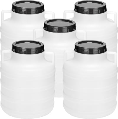 Garronda 5x5l Kunststof Trommel Met Deksel - Regenton - Vat - HDPE - Voedselvat - Tuin Hobbock – Witx5 - GD-STE-Barrel-B5L-2B