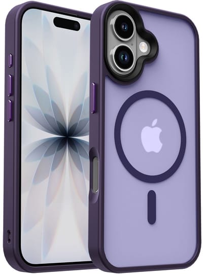 Hoesje Geschikt voor iPhone 17 - Compatibel met MagSafe / Qi2 - Matte Beschermhoes - Back Cover met Magneet - Donker Paars