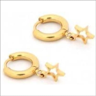 Aramat Jewels | Oorringen | Stalen Ster Oorringen met ronde bedel met open ster | | | |3mm | Staal | Volwassenen | Verkleurd niet