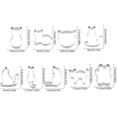 9 stuks koekjesvormpjes in de vorm van een kitten, gebakvormpjes, koekjesvormen, bakgereedschap, keukenaccessoires, thuisfeestcadeau 9Pcs