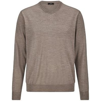 Trui 100% scheerwol ronde hals Van Peter Hahn beige