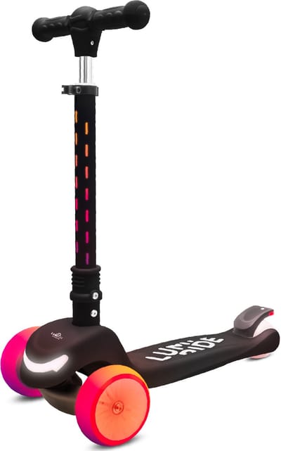 LUMI RIDE Kinderstep 3 wielen, Scooter voor kinderen driewieler, Zwart, Balance LED, Inklapbaar, Verstelbaar Stuur, Voetrem, Antislip Dek, Afneembaar Stuur