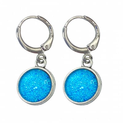 Zilveren oorhanger met blauwe steen Cleo - Charme Bijoux