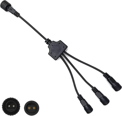 Lichtverdeler Kerstverlichting - Verlengkabel Splitter - Verlichtingen Koppelen - IP65 Waterdicht - 2-pins - Zwart
