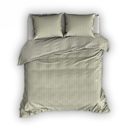 Satin d'Or Satijnstreep - Dekbedovertrek - Lits-jumeaux - 240x200/220 cm + 2 kussenslopen 60x70 cm - Khaki