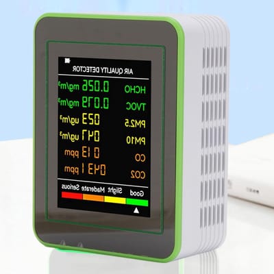 Luchtkwaliteit Monitor - Luchtmeter Binnen - Gezond Leven - HD Scherm Meet - 1200 mAh Batterij - Wit