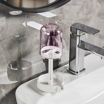 Porte-brosse à dents avec couvercle anti-poussière, conception de drainage, plastique, multifonctionnel, organisateur de salle de bain pour brosses à dents et gobelets rose