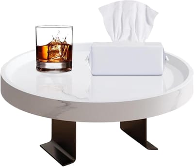 Bank Armleuning Tafel - Opbergtafel Fauteuil - Drankjes en Snacks - Verstelbare Bekerhouder - 315 cm Breed - Wit