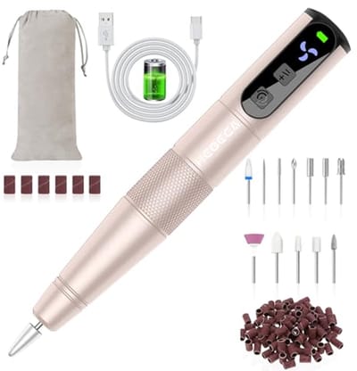 Draadloze elektrische nagelboorset met 12 boren en 26 schuurbanden voor manicure en pedicure