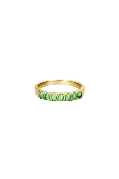 Ring colored row - Yehwang - Ring - Maat 16 - Koper - Goud/Groen