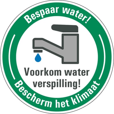 Water besparen sticker voorkom waterverspilling 50 mm - 10 stuks per kaart
