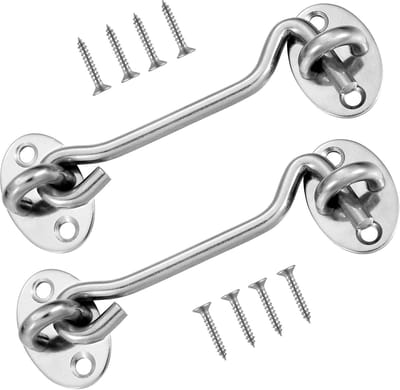 2-Pack Barn Deurgrendel - Dikke roestvrijstalen deurhaak - 3 inch deurkast grendel - Met montageschroeven - Zware draaigrendel - Voor ramen, schuifdeuren, slaapkamers en badkamers