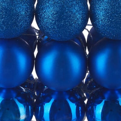 Doodadeals® Kerstballen – Blauw – Kunststof – Mix van Mat, Glanzend en Glinsterend – 3 Maten – Set van 100
