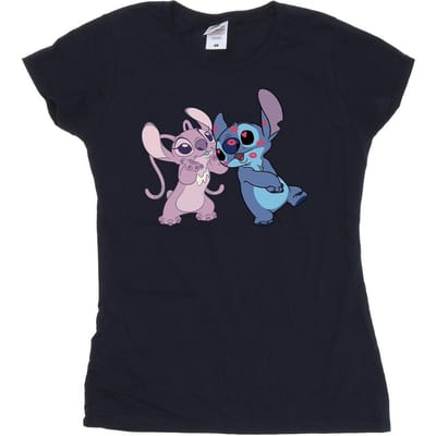 Disney Dames/Dames Lilo & Stitch Kusjes Katoenen T-Shirt (Marineblauw)