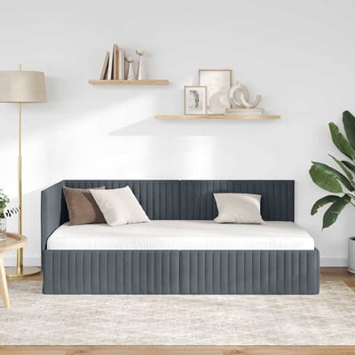 vidaXL - Hoek - Bed - Frame - Donkergrijs - 90 - x - 200 - cm - Fluweel