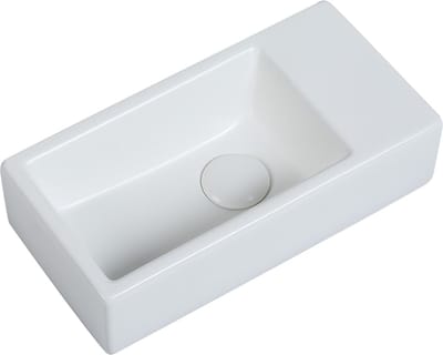 Fontein Mia 40.5x20x10.5cm mat wit inclusief afvoerplug rechts zonder kraangat