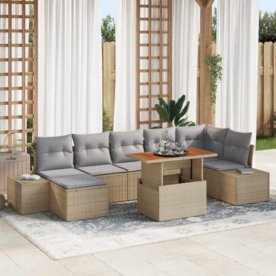 vidaXL - Tuinbank - Set - 8 - st - Beige - en - Grijs
