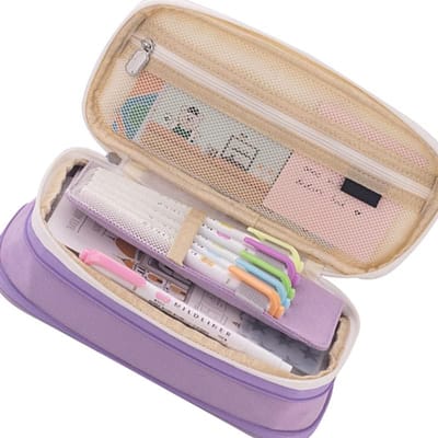 Grote Pennen Etui - Opbergtas Pennen - School Kantoor Reizen - Dubbellaags Ontwerp - 22 x 11 x 6.5 cm
