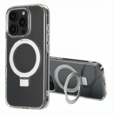 Accezz Hoesje - Geschikt voor Apple iPhone 16 Pro - Ring Stand Backcover geschikt voor MagSafe - Transparant