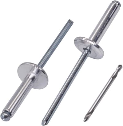 50x Grote Flens Aluminium Blindklinknagels 4.0x18mm met Stalen Doorn - Inclusief Boortje