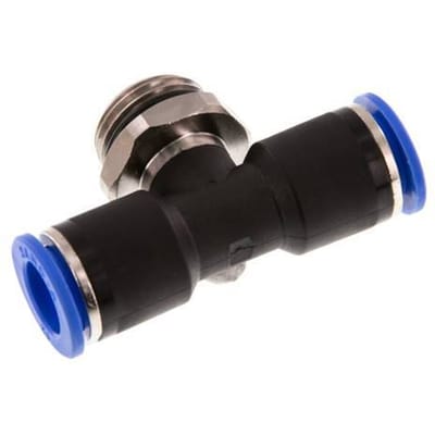 12mm x G1/2'' inline T-stuk Messing/PA 66 Insteekfitting Buitendraad Draaibaar NBR