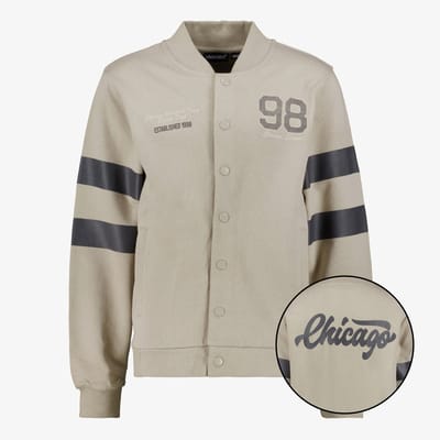 Unsigned jongens baseball vest met backprint beige - Maat 134/140